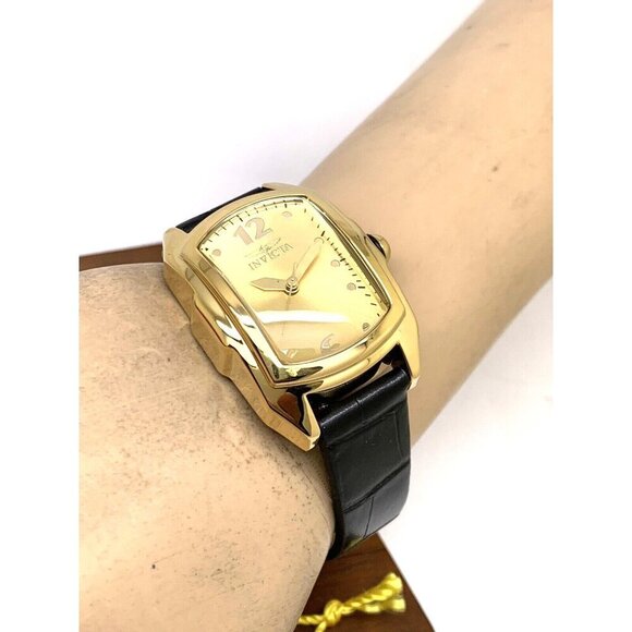 Invicta Women's Watch 35349 Lupah Quartz Special Edition Gold Black Leather Band - Picture 5 of 13
